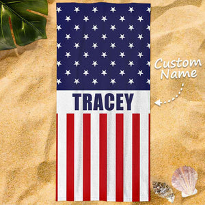 Personalized Name Flag Pentagram Beach Towel
