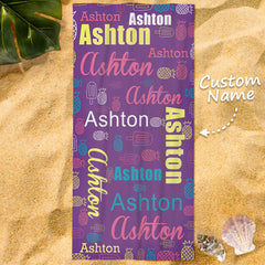 Personalised Name Beach Towel - Custom Funny Pool Towels with Fruit Print