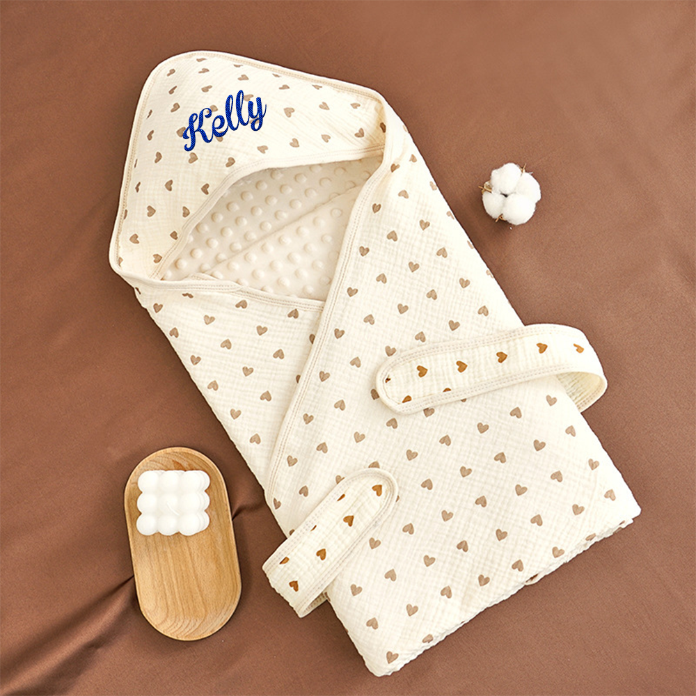 Lifestyle shot of the personalised baby swaddle blanket in a nursery setting
