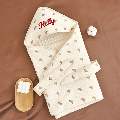 Gift-ready personalised baby swaddle blanket with embroidered name for newborns
