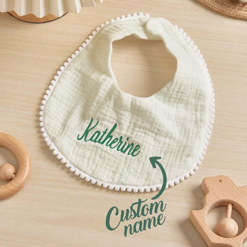 Collection of personalised baby bib colour options with embroidered names — perfect for gifting at baby showers