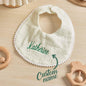 Collection of personalised baby bib colour options with embroidered names — perfect for gifting at baby showers