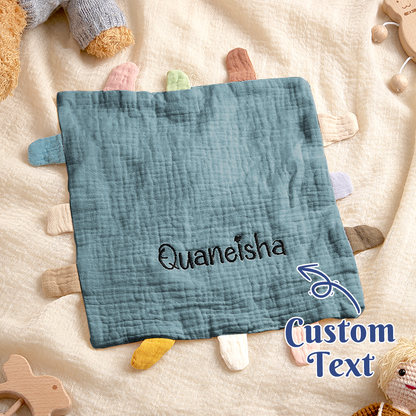 Personalised baby lovey folded in a gift box – embroidered name comfort towel, perfect keepsake for newborns