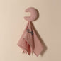 Baby towel personalised with embroidered name shown beside soft toys, premium cotton comforter for cuddles and sleep