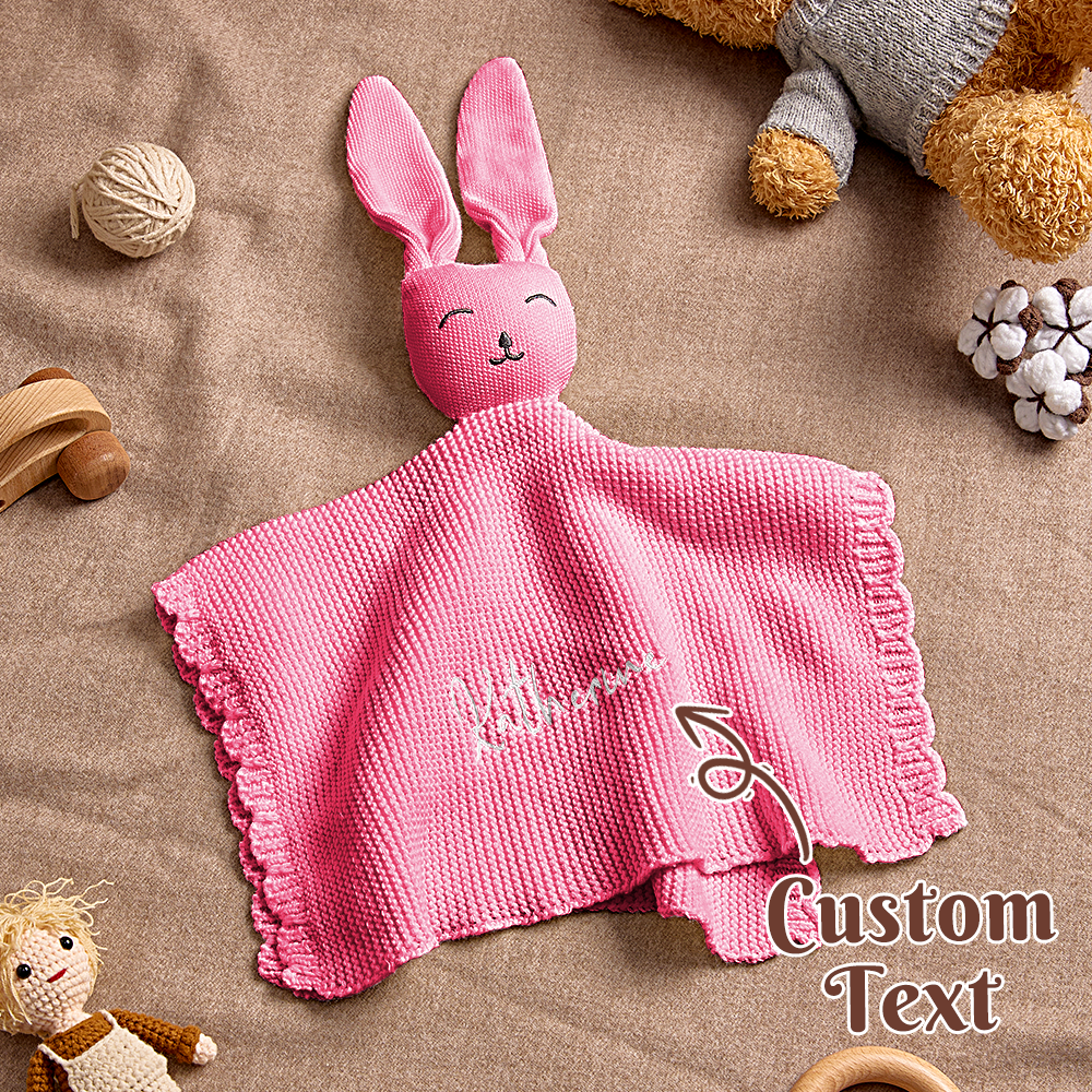 Personalised Baby Soothing Bunny Towel with Embroidered Name - Soft Cotton Gift