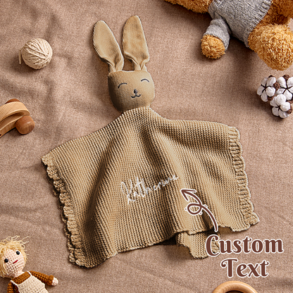 Embroidered name preview on the personalised baby towel.