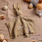 Embroidered name preview on the personalised baby towel.