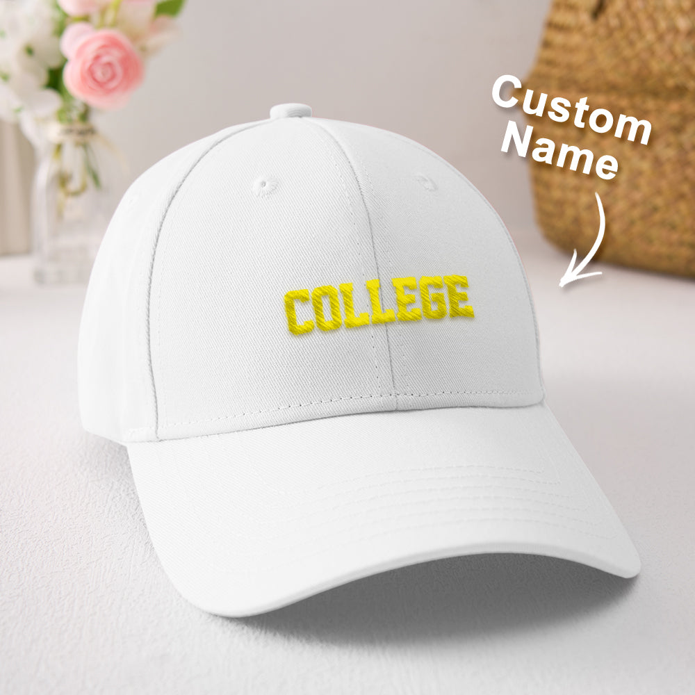 Personalised cap hero shot with bold custom name — classic baseball cap style for game day and everyday wear