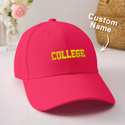 Stacked personalised caps in different colours — team uniform accessory and personalised gift option for fans
