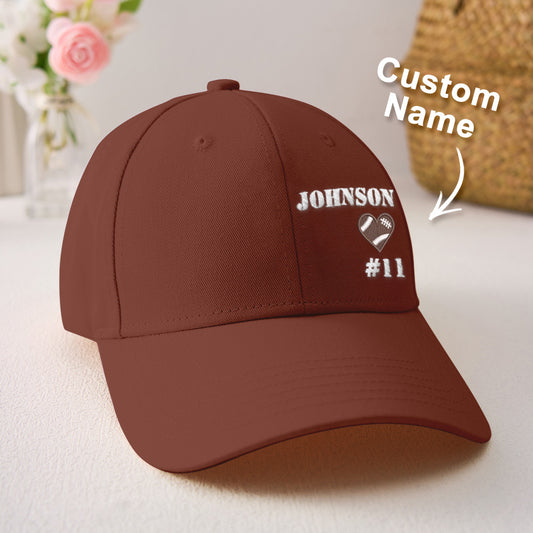 Personalised football team cap — custom baseball hat with embroidered name on durable polyester, perfect for game day and back-to-school gifts
