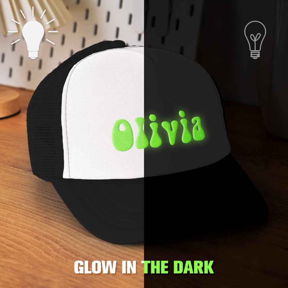Custom Puff Print Trucker Hat Personalized Glow-in-the-dark Foam Trucker Caps for Adult Back to School Gift