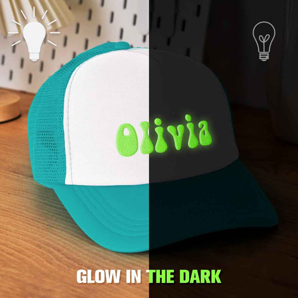 Custom Puff Print Trucker Hat Personalized Glow-in-the-dark Foam Trucker Caps for Adult Back to School Gift