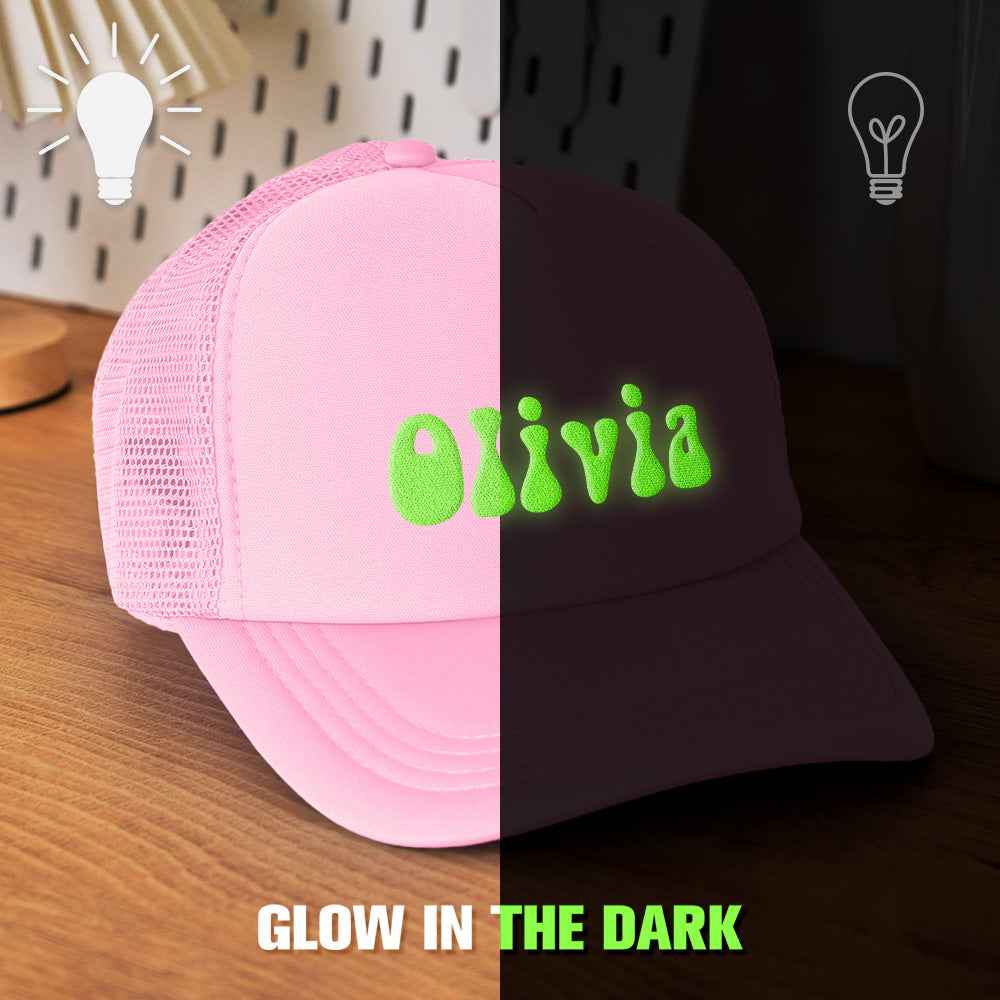 Custom Puff Print Trucker Hat Personalized Glow-in-the-dark Foam Trucker Caps for Adult Back to School Gift
