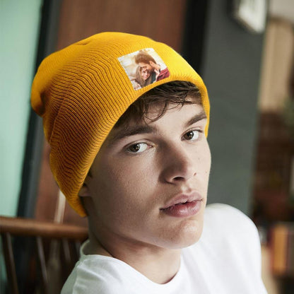 Custom photo knitted beanie hat – unisex adult winter hat in colour D, soft fabric for excellent heat retention and comfortable all-day wear
