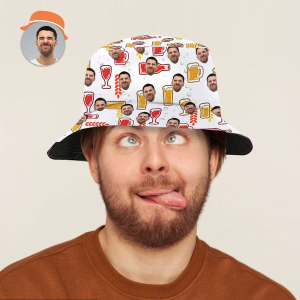 Custom photo bucket hat shown from above — 22–22.8 in circumference, 2.7 in brim, one size fits 56–58 cm for reliable sun protection