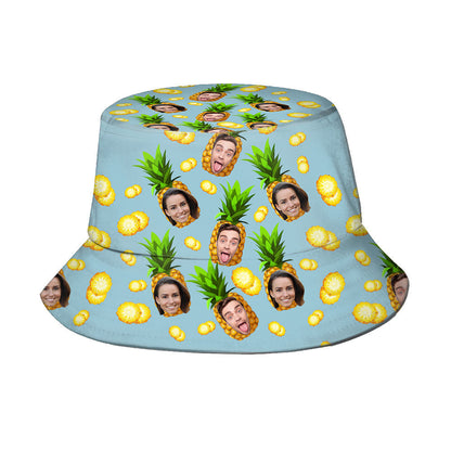Personalised unisex bucket hat paired with casual outfit — versatile summer cap for men, women and teens