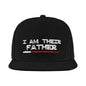 Angled shot of personalised 'I Am Their Father' cap highlighting multiple names and different coloured lightsabers – ideal Father's Day gift for Dad
