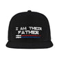Flat-lay of personalised lightsaber baseball cap featuring 'I Am Their Father' text and personalised name graphics – bespoke gift for him