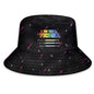 Close‑up of printed lightsaber motif on polyester twill bucket hat — durable, foldable and breathable personalised cap