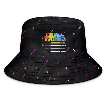 Colour options for personalised lightsaber bucket hat showing customisable lightsaber colours for each name