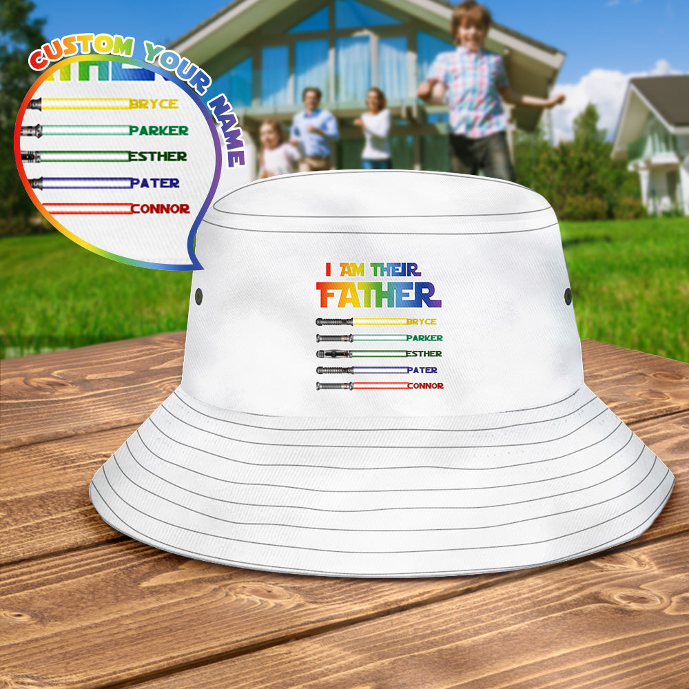 Black variant of personalised lightsaber bucket hat ‘I Am Their Father’ — stylish personalised gifts for dad in the UK