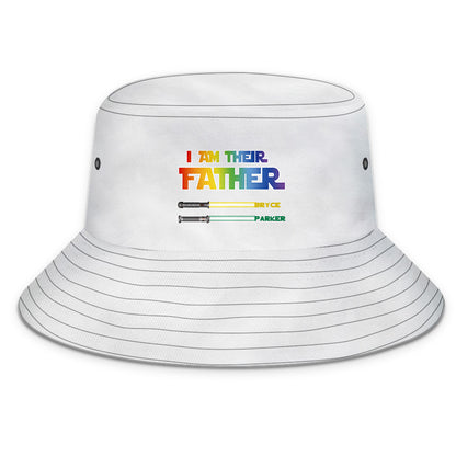 Rear view of personalised lightsaber bucket hat showing fit and brim — select S to XXL for best fit for dad
