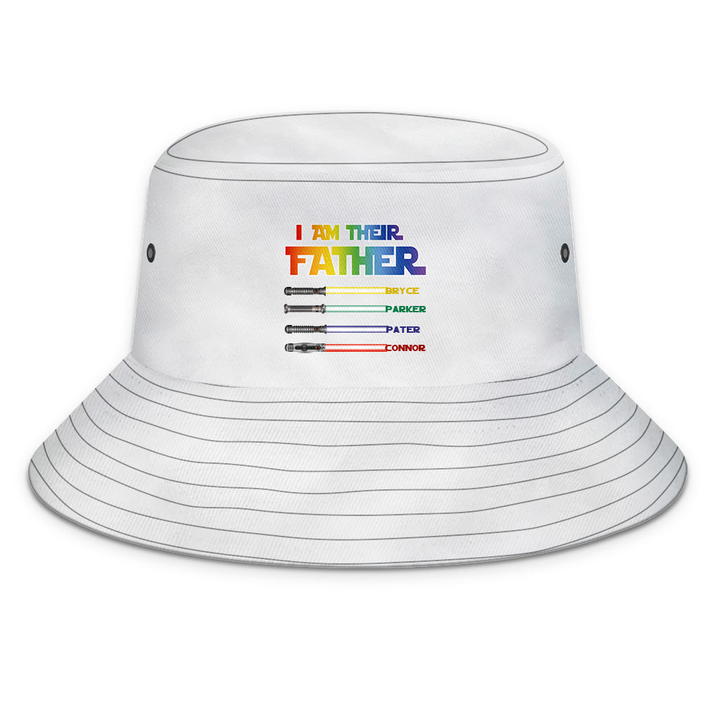 Vibrant lightsaber colour swatches for personalised bucket hat — easily customise each blade colour and name