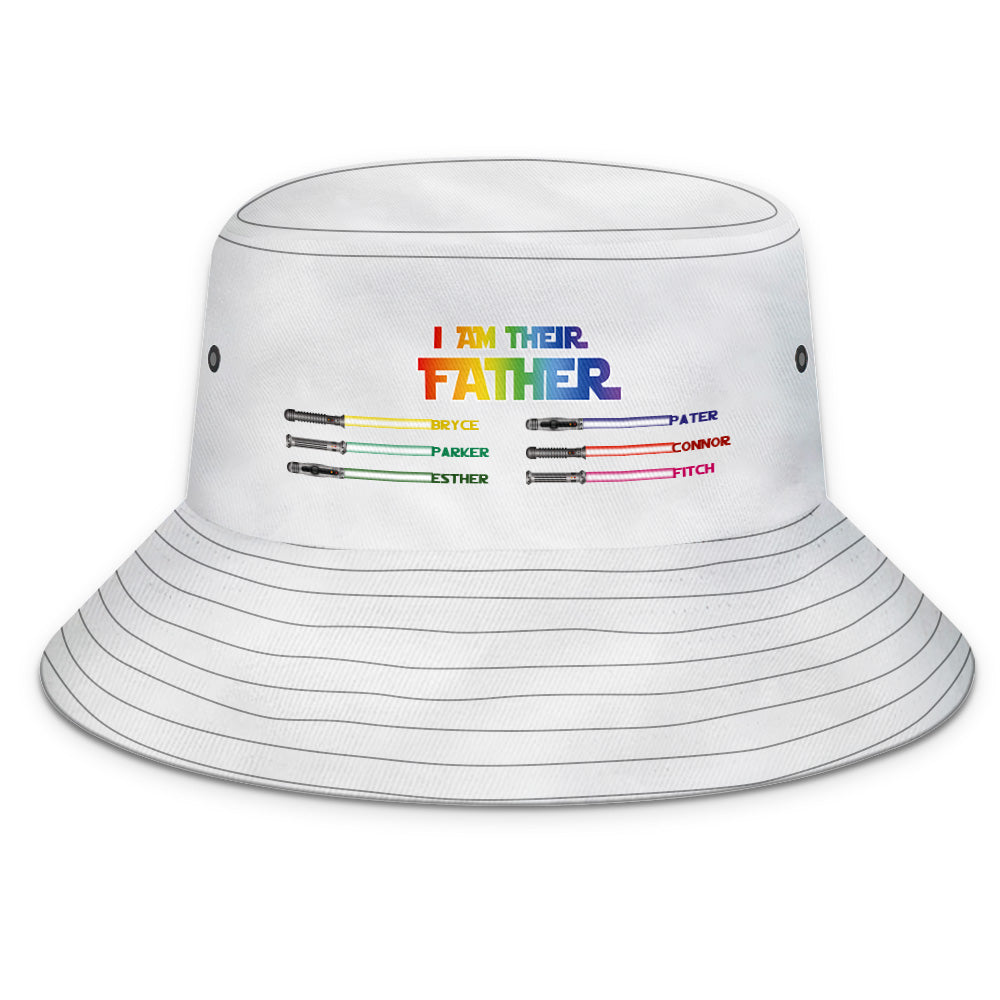Stitching and brim detail of personalised lightsaber bucket hat made from polyester twill — travel friendly and foldable