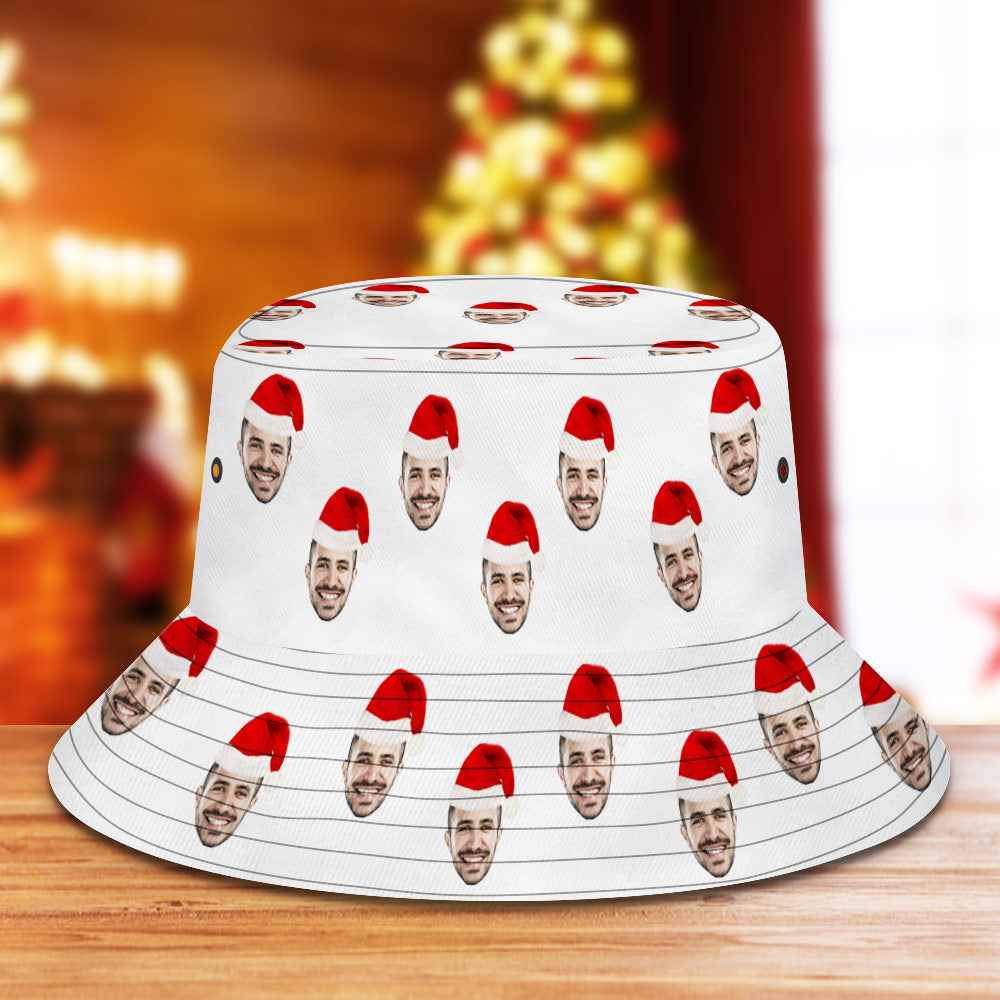 Custom Christmas Bucket Hat Personalized Face Unisex Fisherman Cap