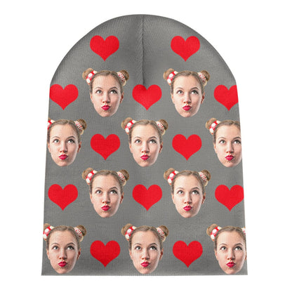 Side view of personalised beanie C demonstrating ear coverage and snug fit — ideal for skiing and winter sports