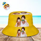 Side view of personalised bucket hat showing classic foldable brim, flattering three-dimensional shape and comfortable, breathable material