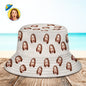 Personalised unisex bucket hat front view – wide brim summer sun hat with full-frame, edge-to-edge custom print on durable polyester twill