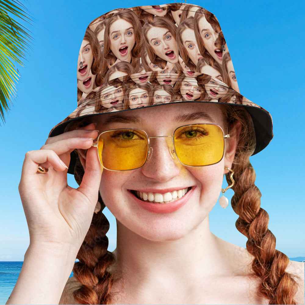 Custom Bucket Hat Unisex Face Mash Bucket Hat Personalize Beach Sports Hat with Pet Face