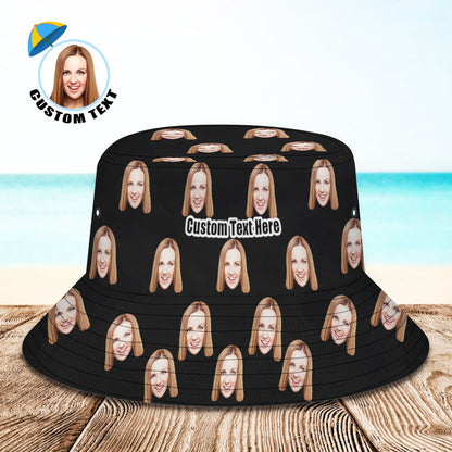 Personalised photo bucket hat with full-frame dog photo on polyester twill — custom bucket hat gift for dog owners, lightweight and foldable sun protection