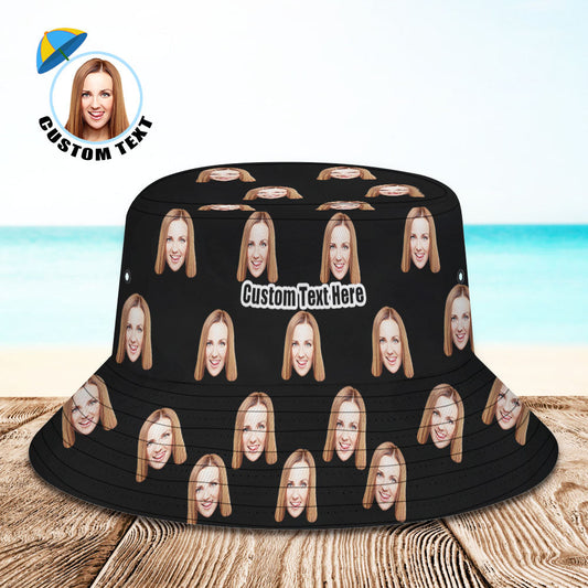 Personalised photo bucket hat with full-frame dog photo on polyester twill — custom bucket hat gift for dog owners, lightweight and foldable sun protection
