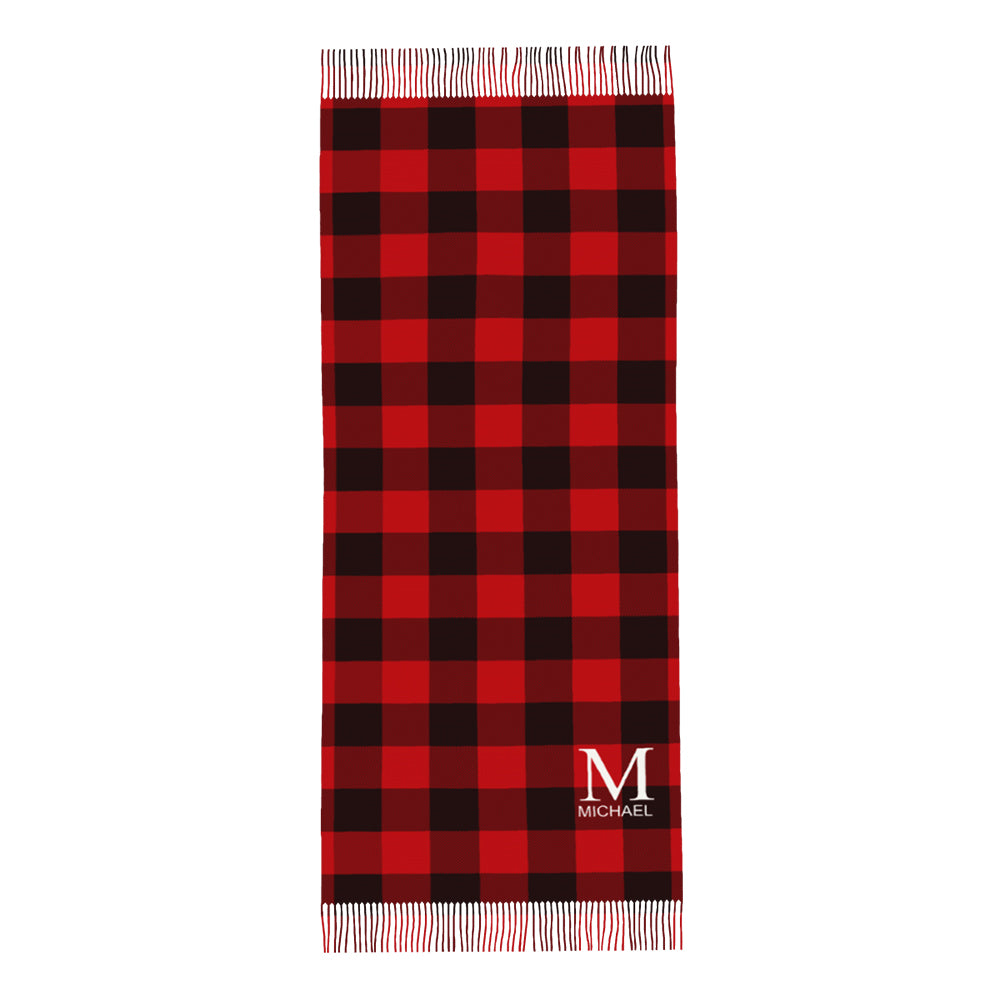 Personalised Initial Name Fringe Scarf - Custom Winter & Autumn Wrap