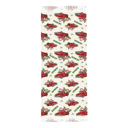 Personalised Christmas Scarf Custom Name Fringe Scarf