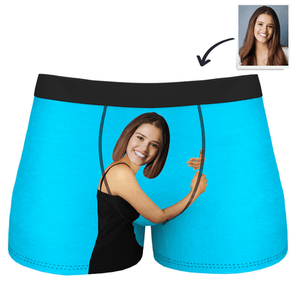 Fabric and print close-up of personalised boxer shorts showing soft stretch material and high-quality print — ideal personalised underwear gift
