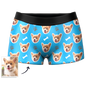 Black personalised men's boxer briefs with custom dog face print – personalised photo gift, durable heat transfer print