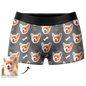 Model wearing personalised dog-face boxer briefs – personalised men's boxer briefs showing snug fit and support