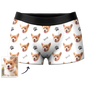 White personalised men's boxer briefs with custom dog face print on front – custom dog face boxers with online preview