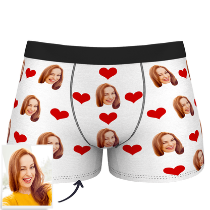 Designer cutout process example — how we crop your photo for a flattering heart-face print on personalised men’s boxers