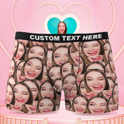 Face Mash custom face boxer shorts – bold high-definition face print on soft polyester fleece, personalised photo underwear perfect as a novelty gift