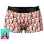 Stack of personalised Face Mash photo boxer shorts displaying multiple custom prints – quirky personalised gift for weddings, Valentine’s and secret Santa