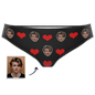 White heart knickers personalised with a cropped face — custom face underwear, comfortable elastic waistband, machine-washable
