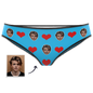 Black personalised heart knickers with uploaded face — ideal personalised Valentine's gift, fade-resistant vibrant print