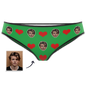 Red heart knickers colour option personalised with a face — custom Valentine's underwear with soft elastic waistband and vibrant print