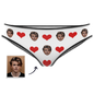 Valentine's Day heart-print knickers featuring a custom face — personalised photo gift with high-definition vibrant print on soft polyester fleece