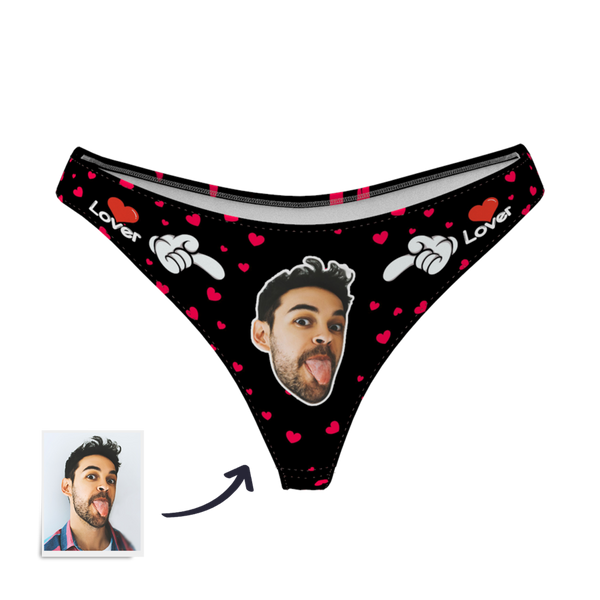 LOVER - Custom Photo Face Thong Panties for Women | Personalised Underwear Gift
