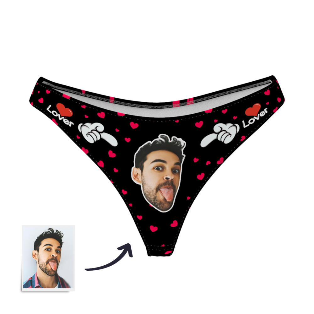 LOVER - Custom Photo Face Thong Panties for Women | Personalised Underwear Gift